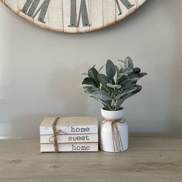 ❌SOLD Farmhouse Faux Lamb's Ear Ceramic Planter - Picture 2 of 7